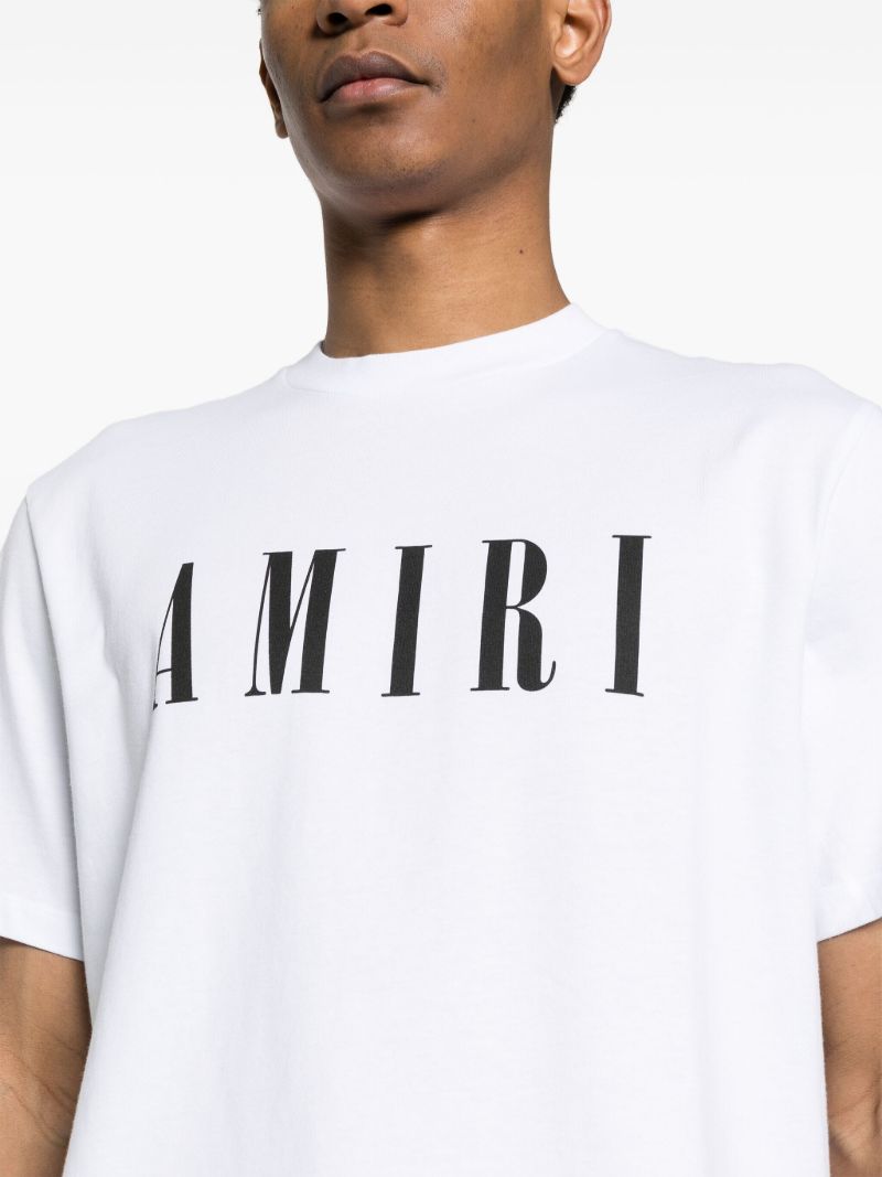 White Logo Print Cotton T-shirt