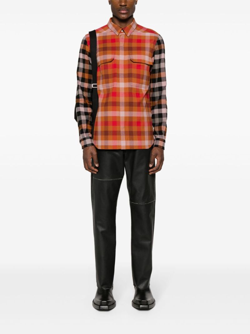 Orange Plaid-check Cotton Shirt