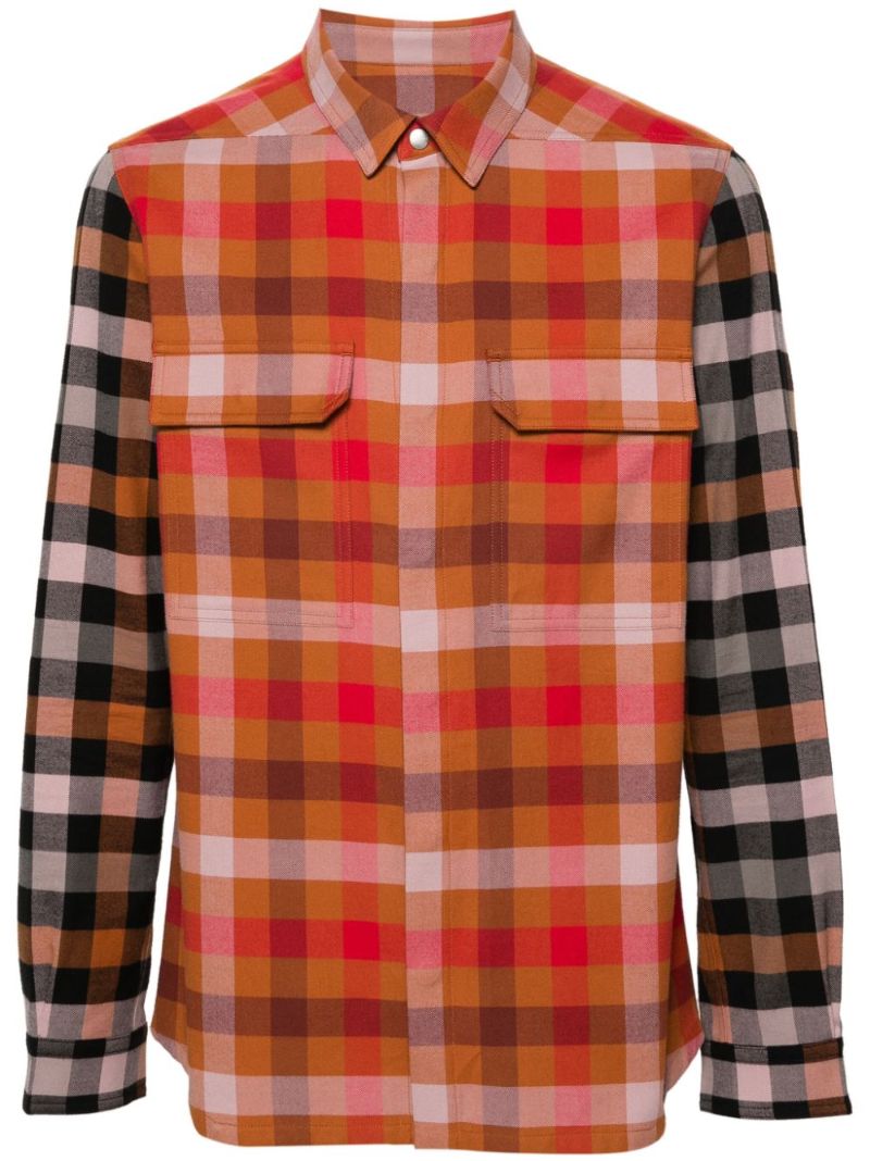 Orange Plaid-check Cotton Shirt