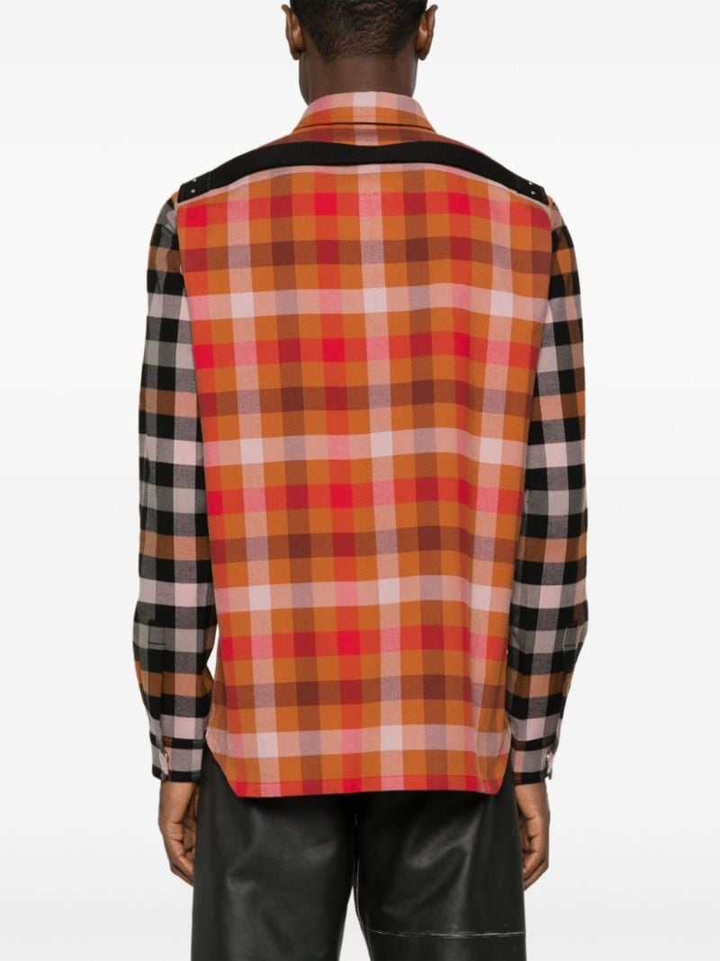 Orange Plaid-check Cotton Shirt