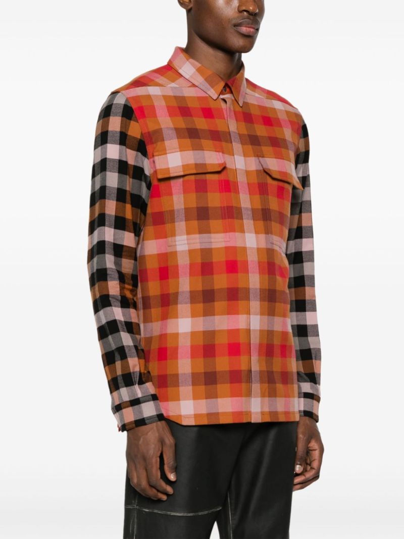 Orange Plaid-check Cotton Shirt