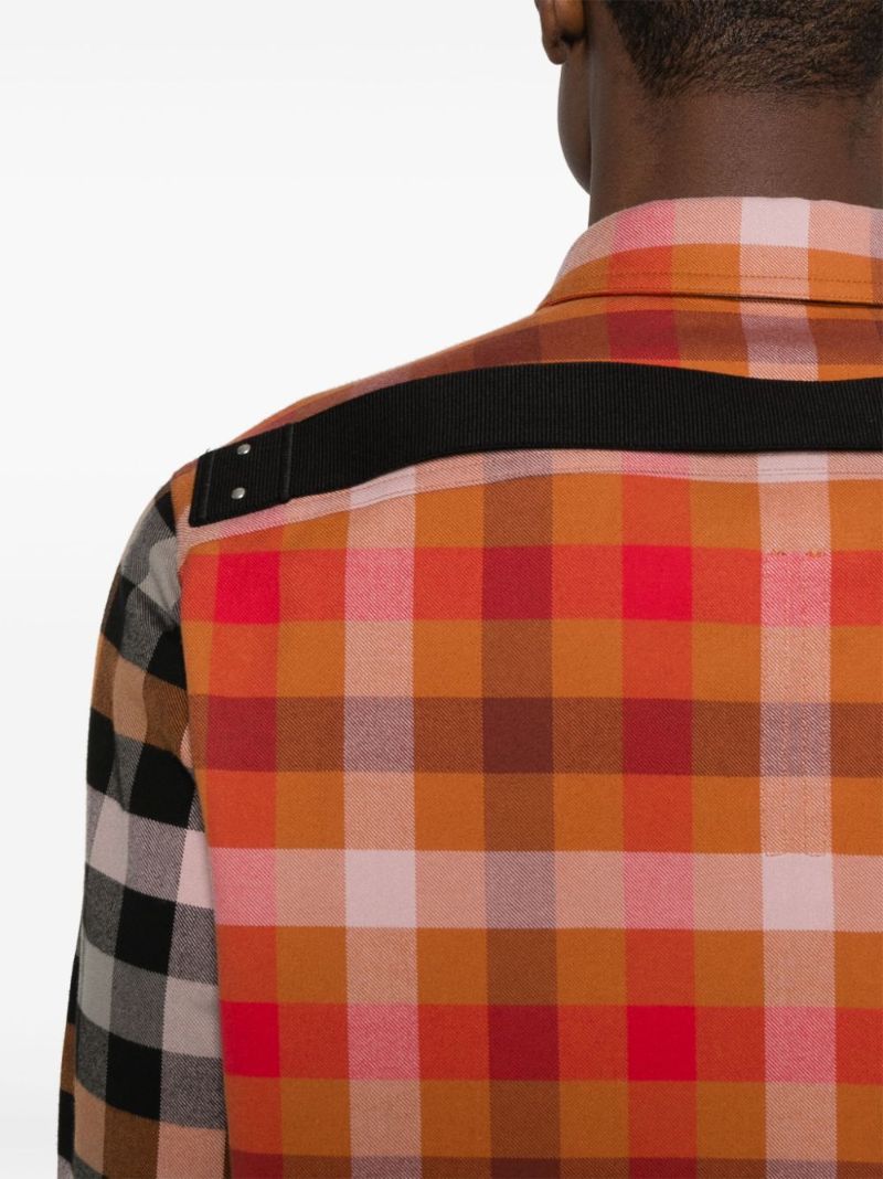 Orange Plaid-check Cotton Shirt