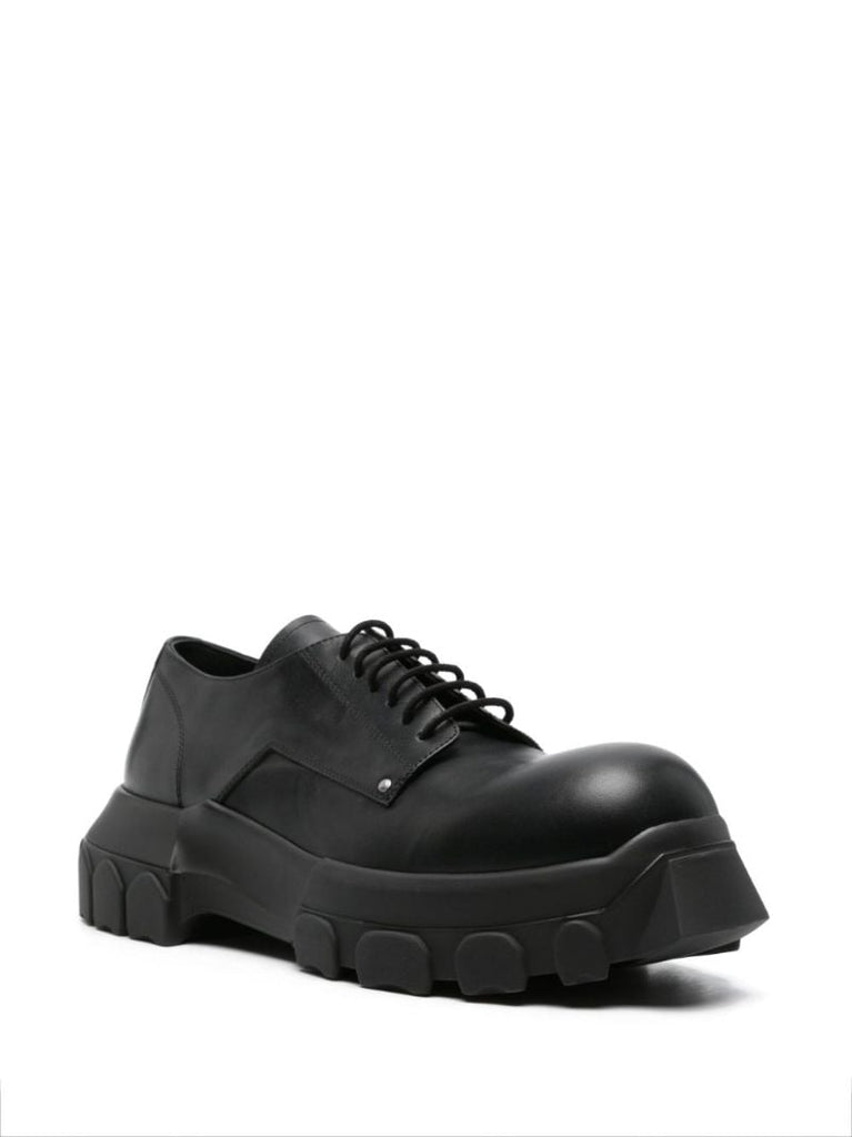 Black Bozo Tractor Leather Derby Shoes