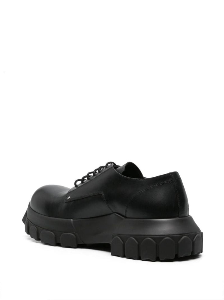 Black Bozo Tractor Leather Derby Shoes