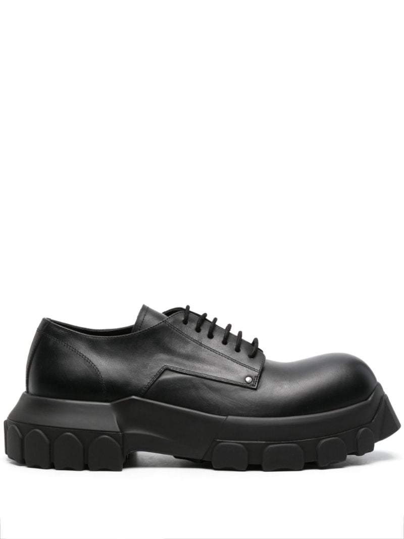 Black Bozo Tractor Leather Derby Shoes