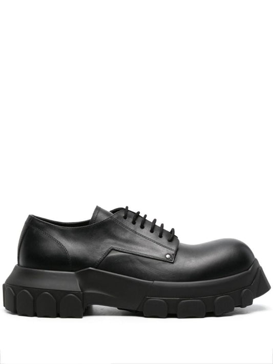 Black Bozo Tractor Leather Derby Shoes