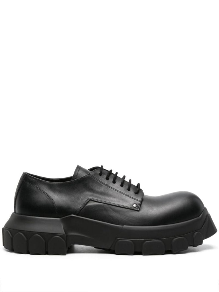 Black Bozo Tractor Leather Derby Shoes