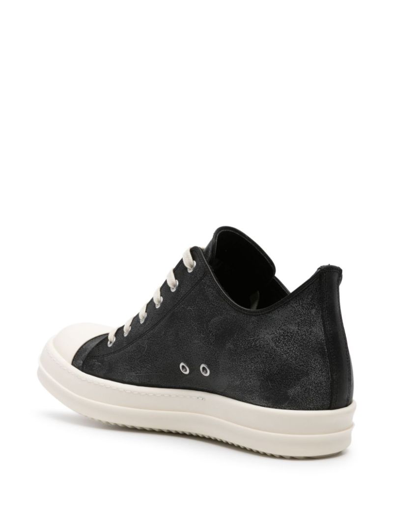 Black Rubber-toecap Leather Sneakers