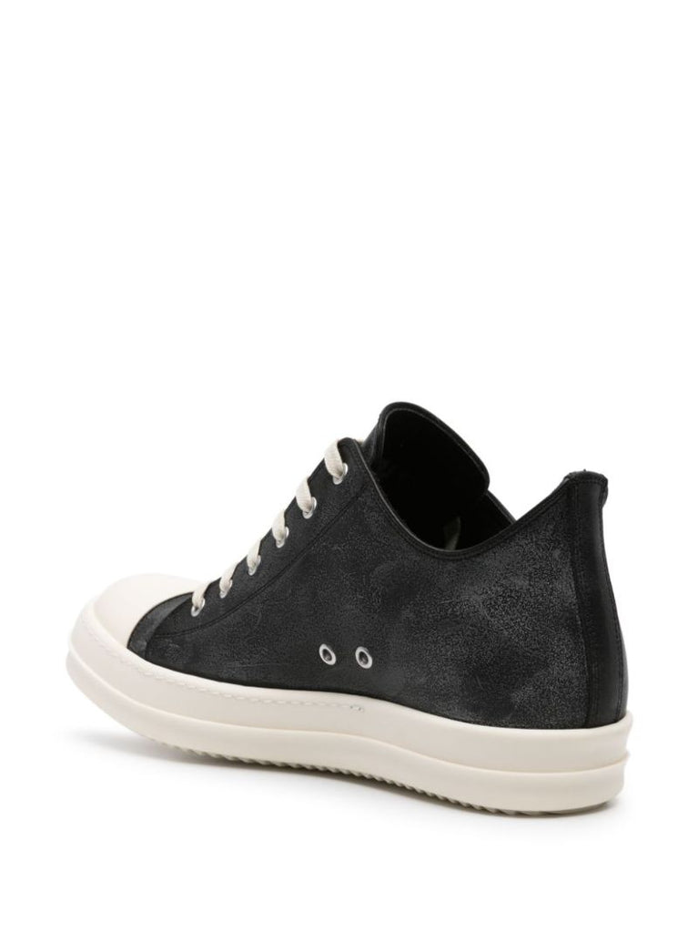Black Rubber-toecap Leather Sneakers