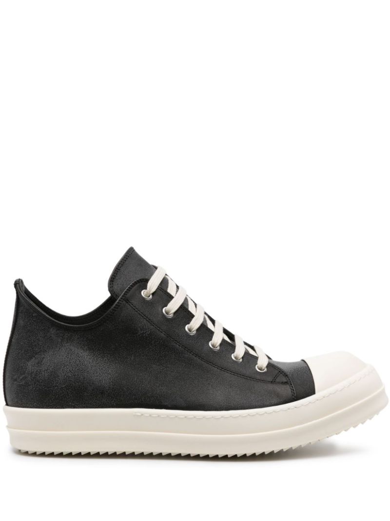 Black Rubber-toecap Leather Sneakers