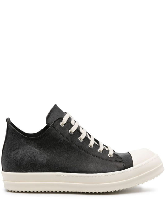 Black Rubber-toecap Leather Sneakers