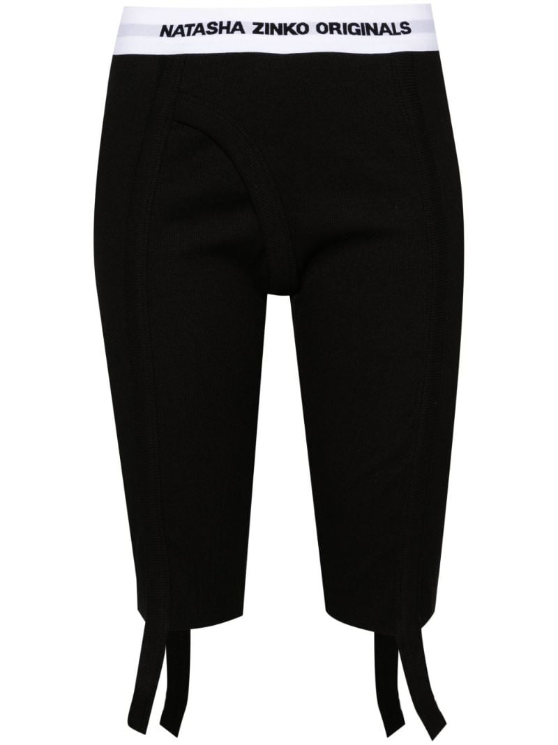 Black Logo-waistband Bike Shorts
