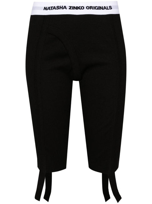 Black Logo-waistband Bike Shorts