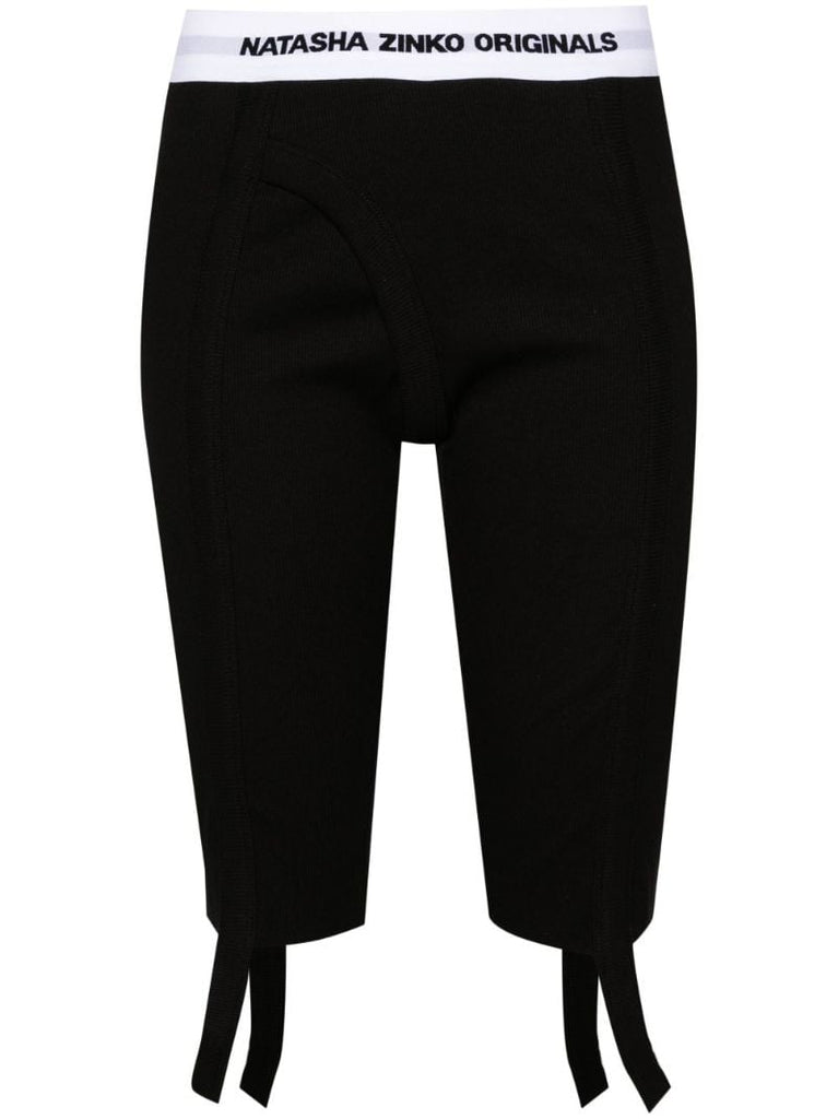 Black Logo-waistband Bike Shorts