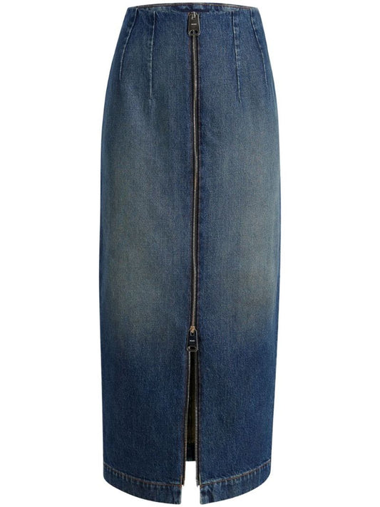 Blue Ruly Denim Midi Skirt