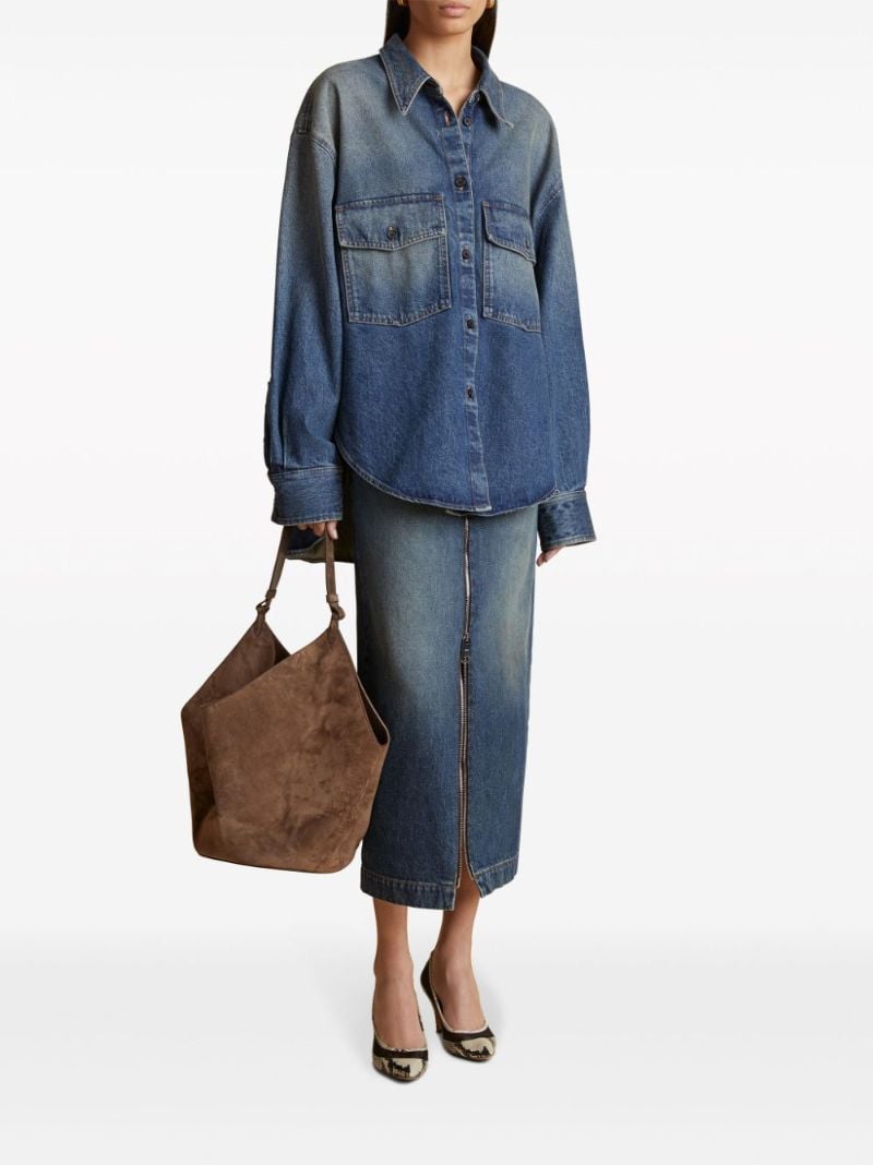 Blue Ruly Denim Midi Skirt