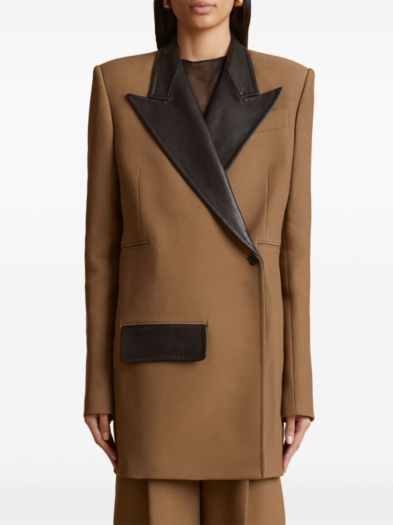 Brown Jacobson Leather-trim Blazer