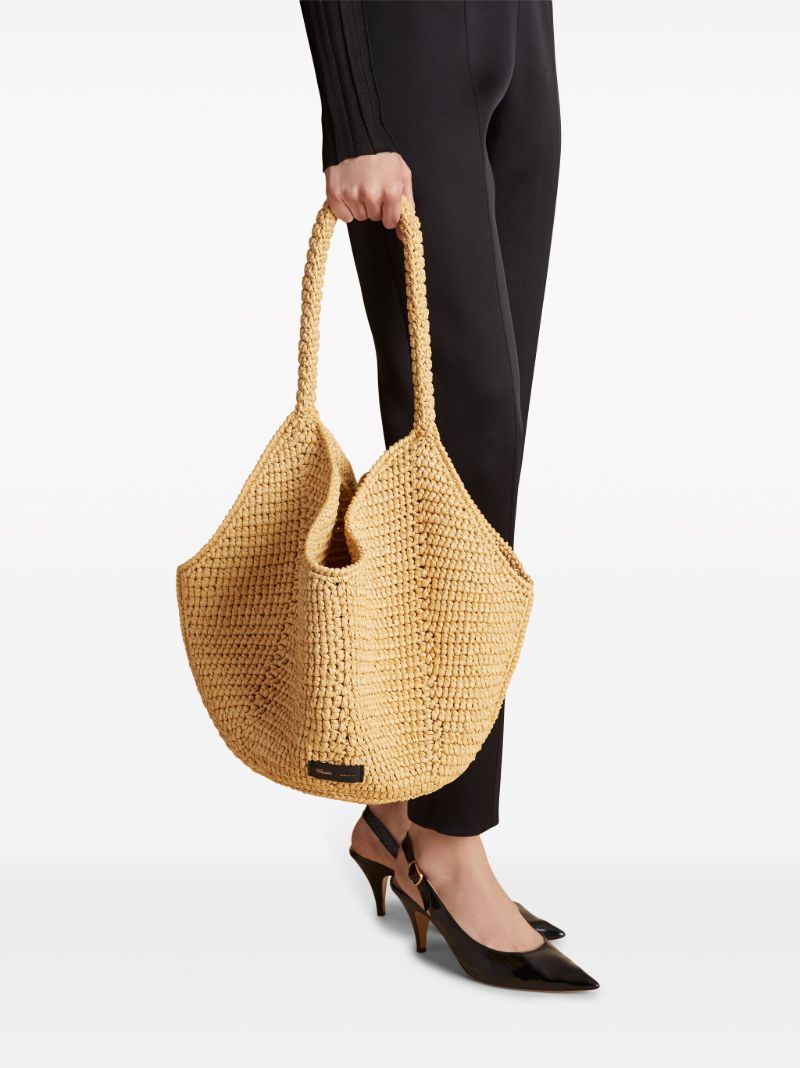 Neutral Lotus Raffia Medium Bag