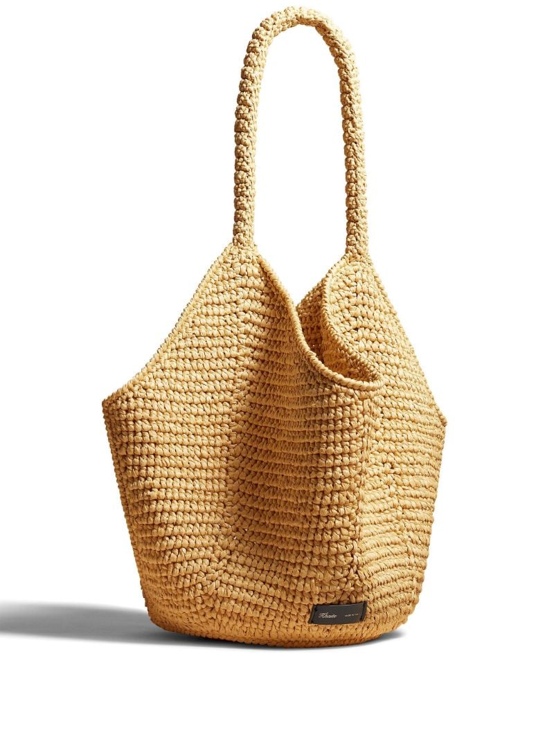 Neutral Lotus Raffia Medium Bag