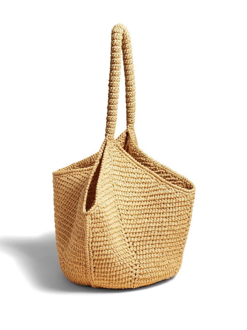 Neutral Lotus Raffia Medium Bag