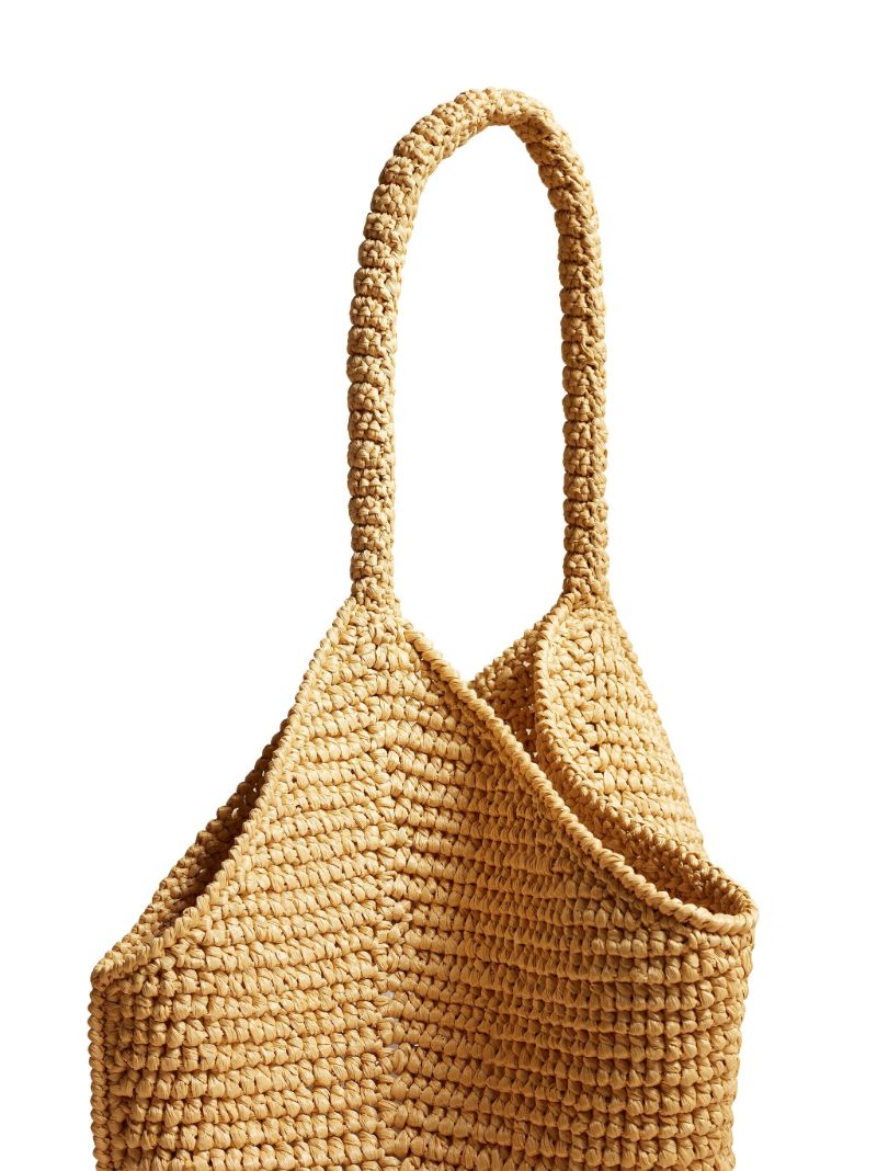 Neutral Lotus Raffia Medium Bag