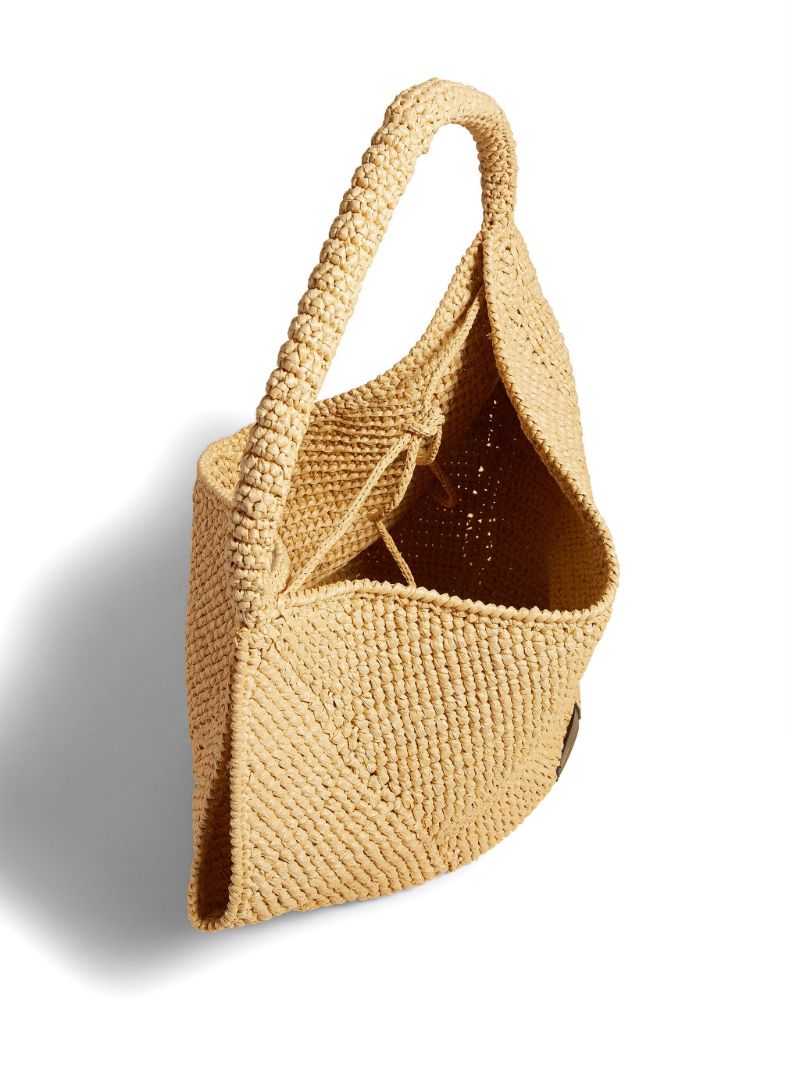 Neutral Lotus Raffia Medium Bag