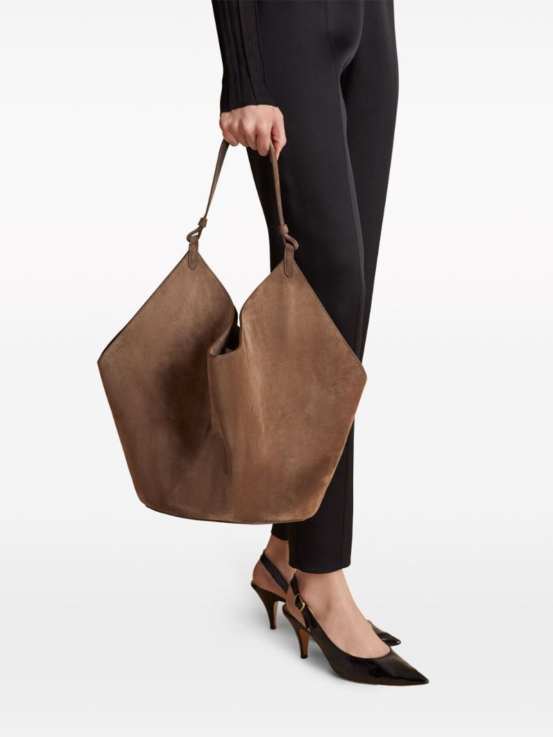 Brown Lotus Medium Suede Tote Bag