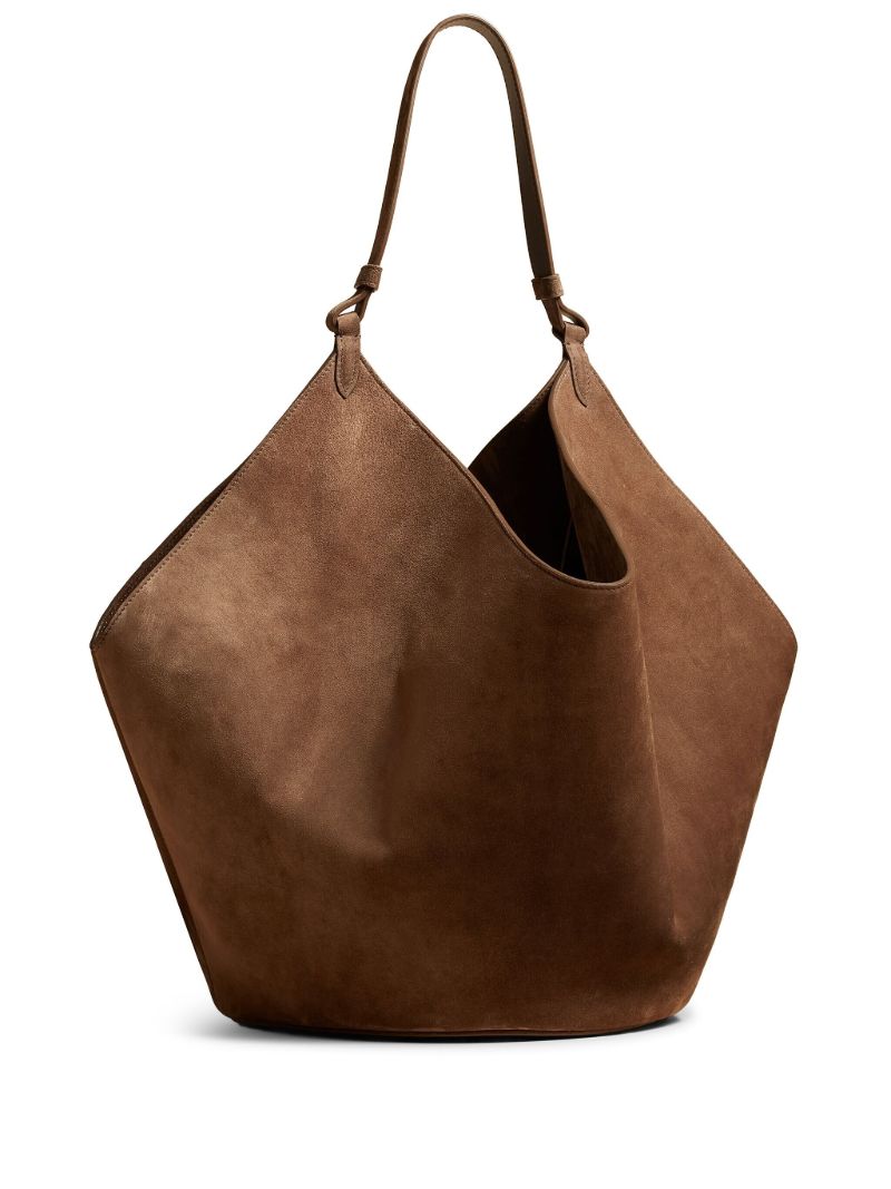 Brown Lotus Medium Suede Tote Bag