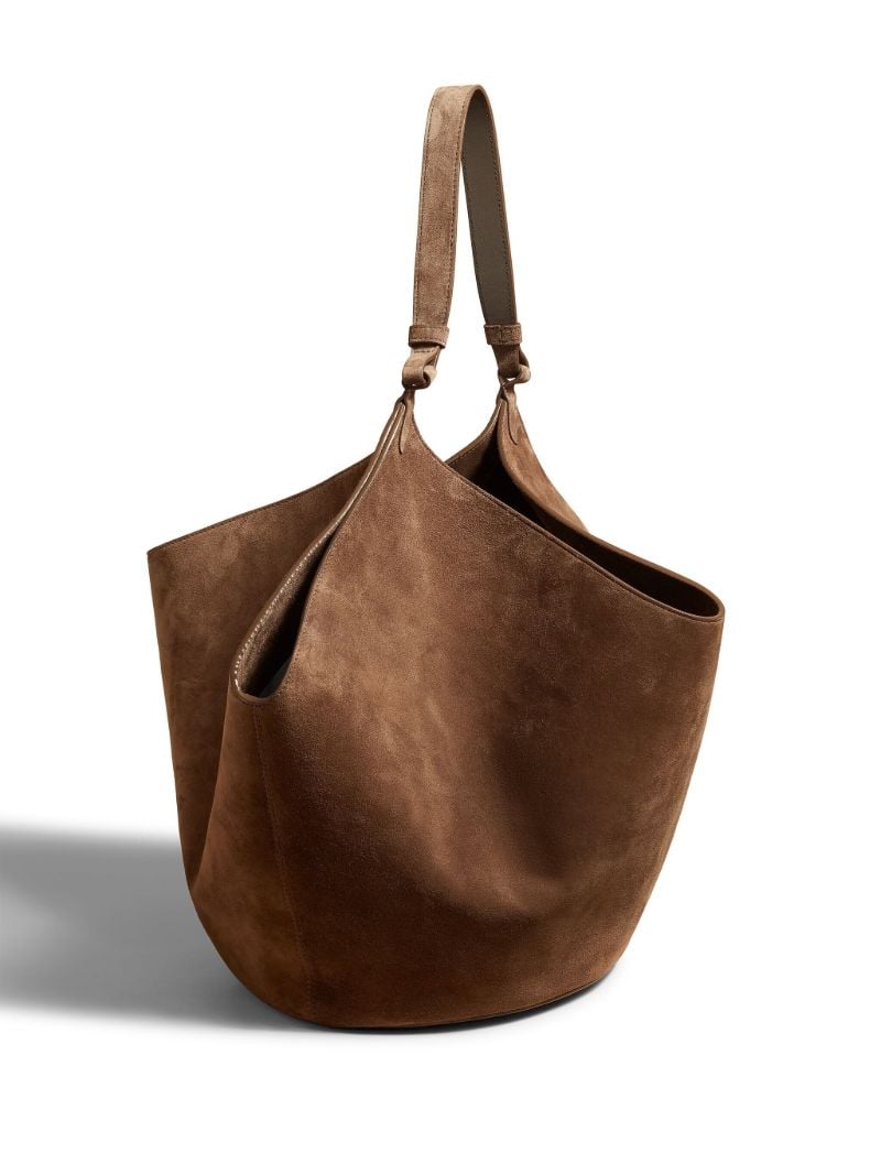 Brown Lotus Medium Suede Tote Bag
