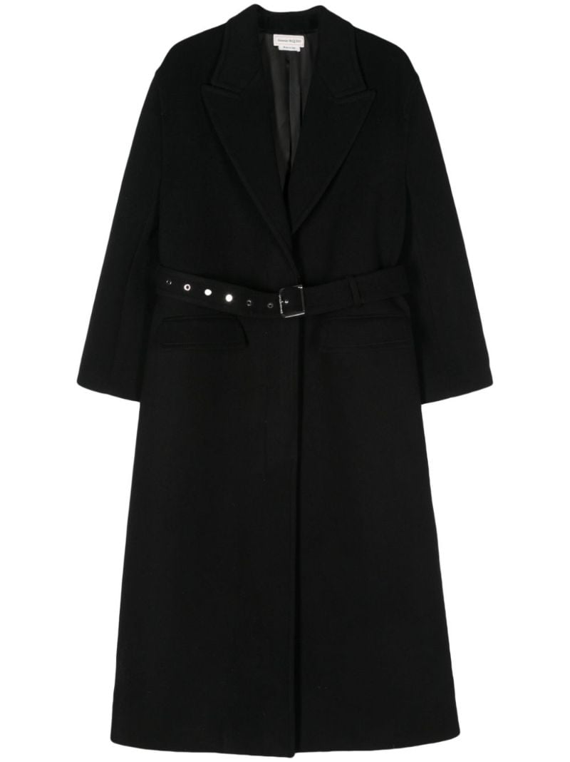 Black Belted Wool-blend Coat