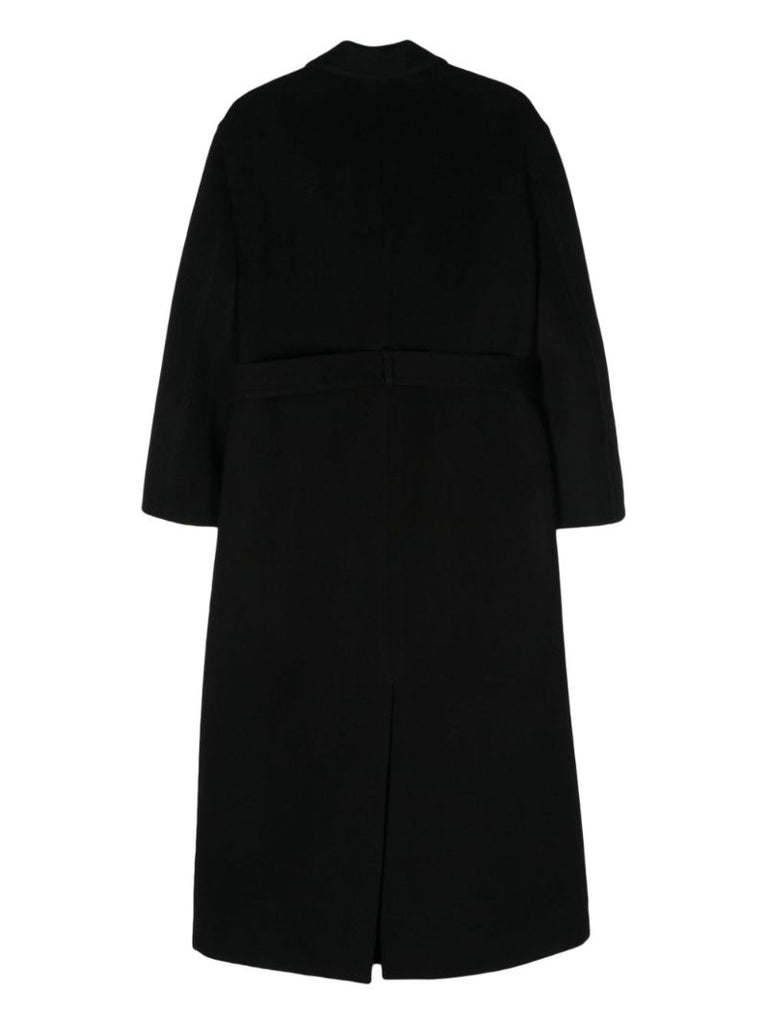 Black Belted Wool-blend Coat