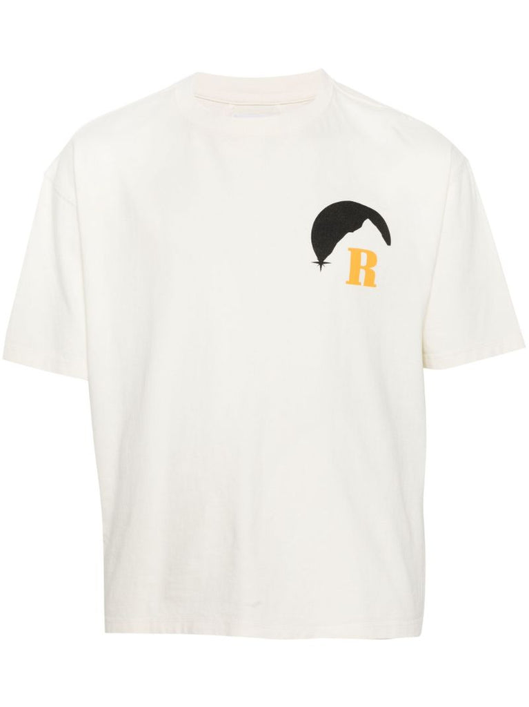 White Moonlight Graphic-print Cotton T-shirt