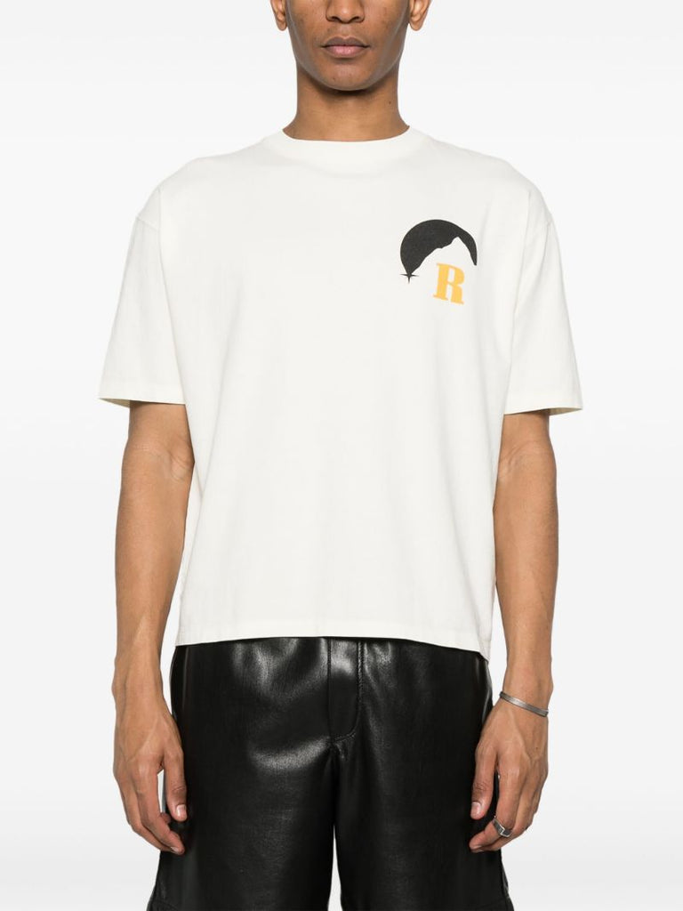 White Moonlight Graphic-print Cotton T-shirt