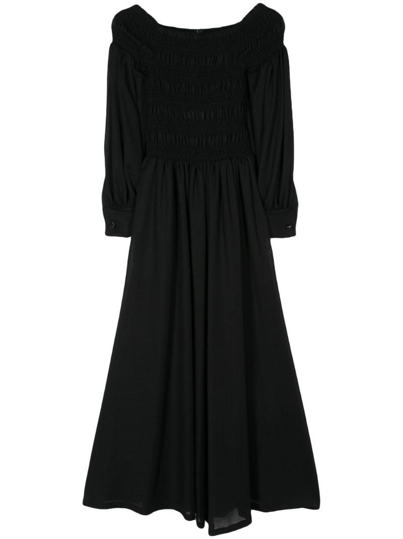 Black Smocked Virgin Wool Dress
