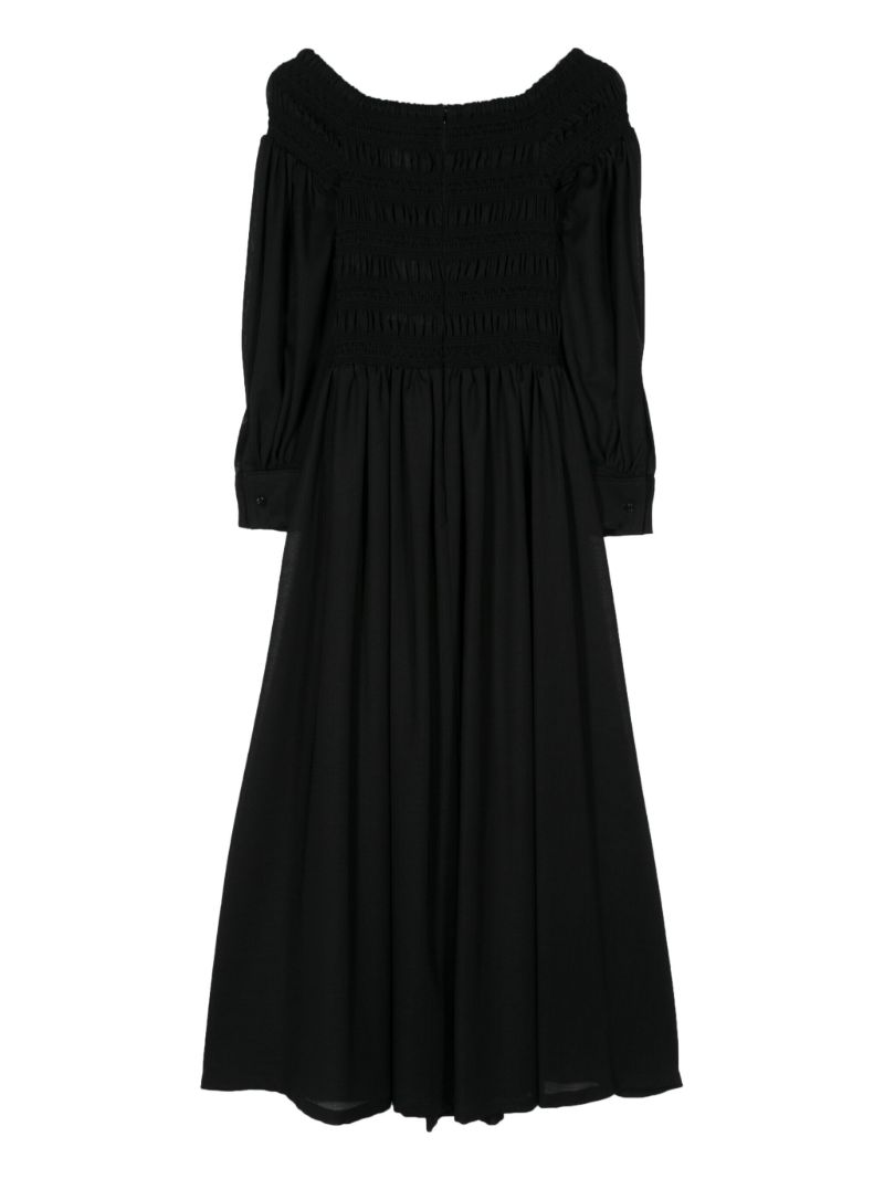 Black Smocked Virgin Wool Dress