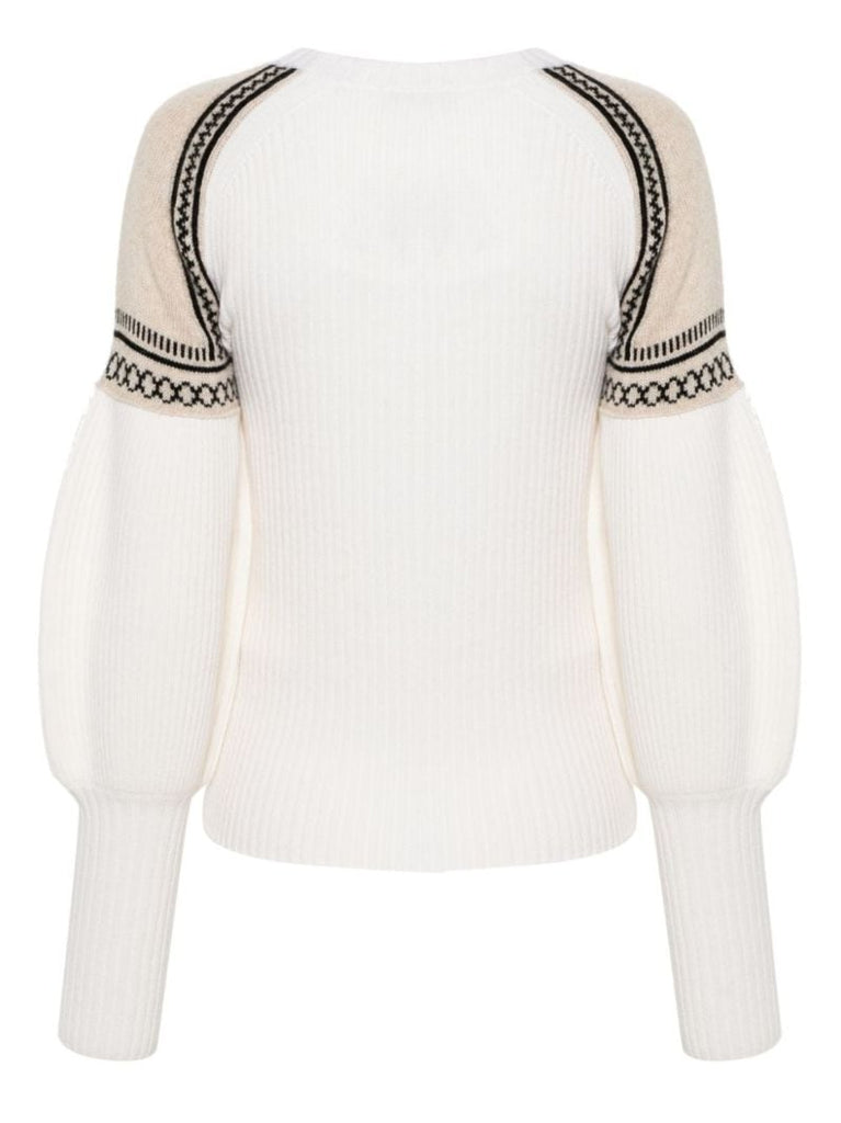 Neutral Ribbed-knit Jacquard Sweater