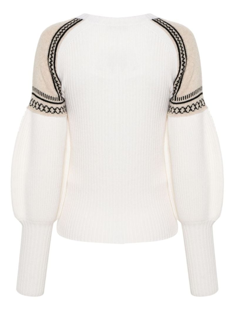 Neutral Ribbed-knit Jacquard Sweater