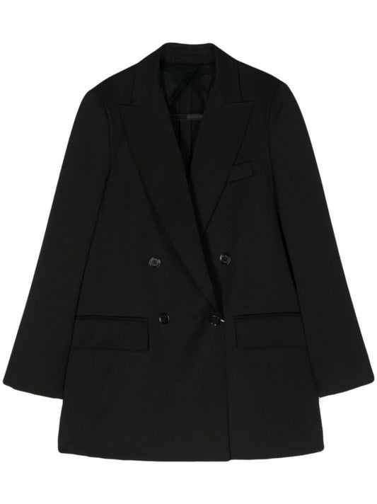 Black Double-breasted Virgin Wool  Blazer