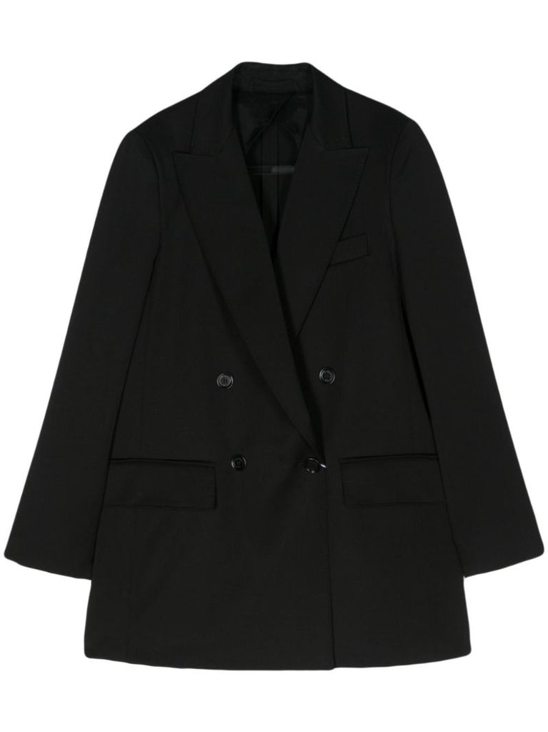 Black Double-breasted Virgin Wool  Blazer