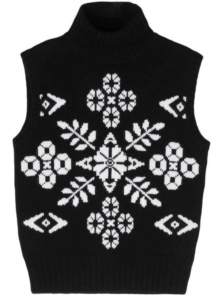 Black Intarsia-knit Vest