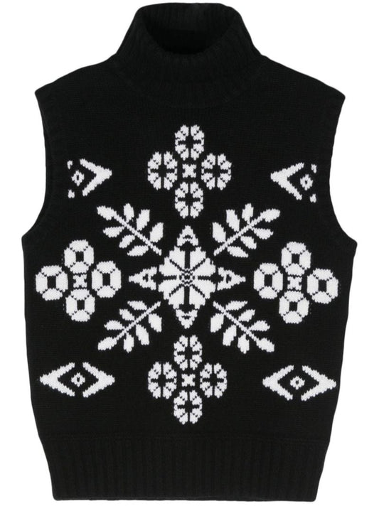 Black Intarsia-knit Vest