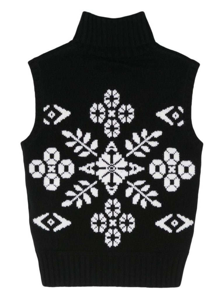 Black Intarsia-knit Vest