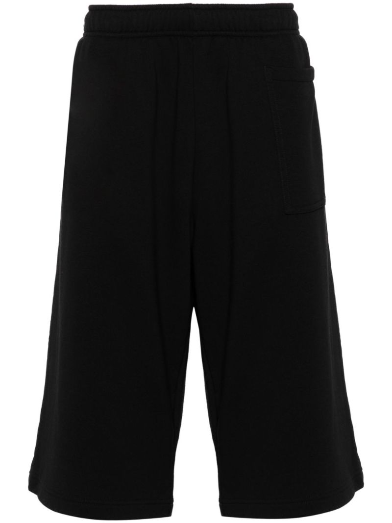 Black Wide-leg Cotton Track Shorts