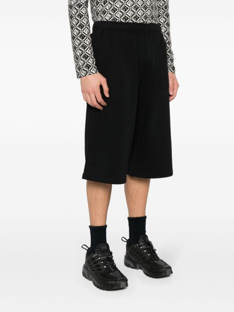 Black Wide-leg Cotton Track Shorts