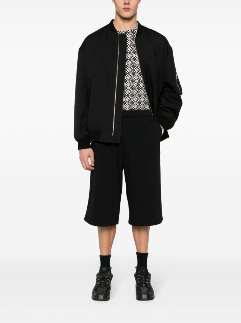 Black Wide-leg Cotton Track Shorts