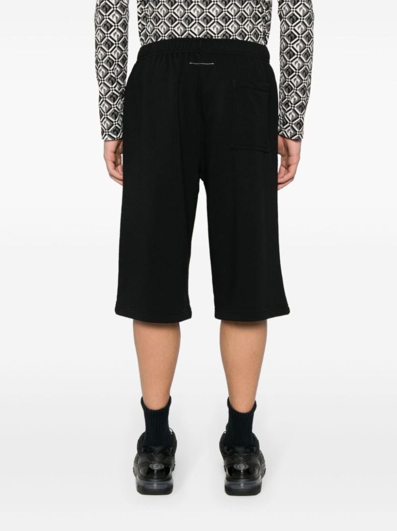 Black Wide-leg Cotton Track Shorts