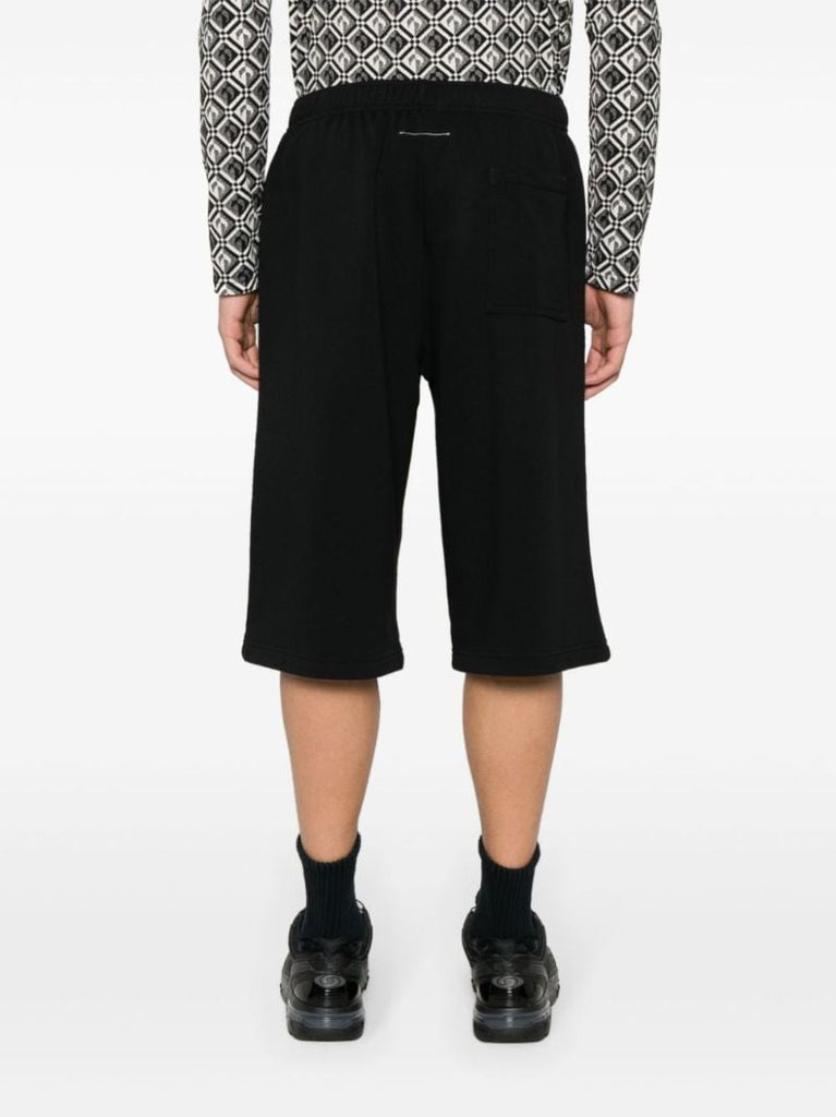Black Wide-leg Cotton Track Shorts
