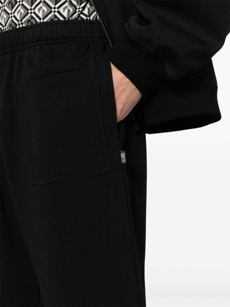 Black Wide-leg Cotton Track Shorts