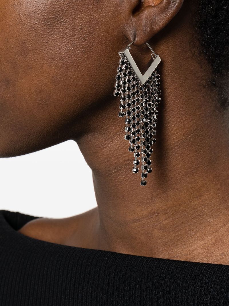 Silver-tone Melting Crystal Drop Earrings