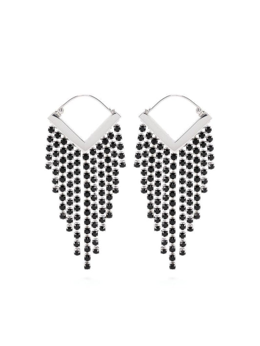 Silver-tone Melting Crystal Drop Earrings